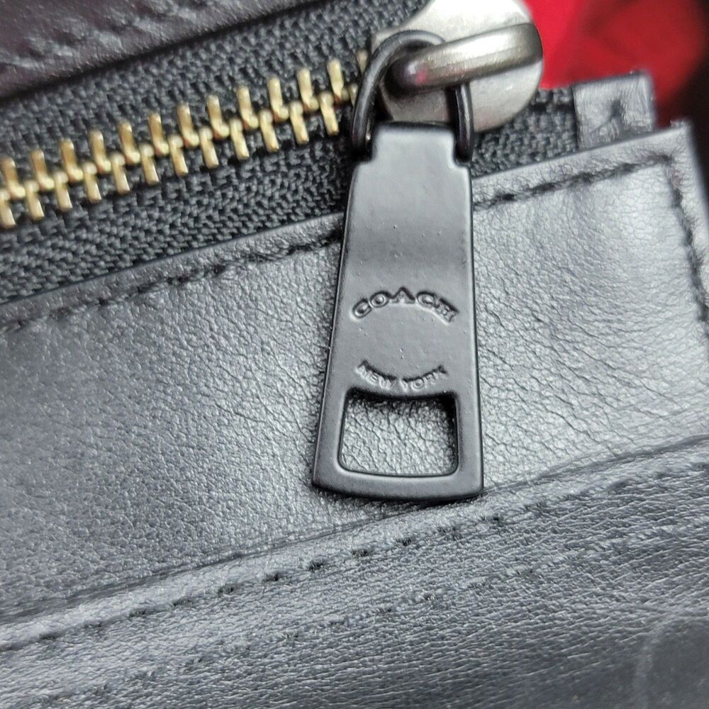 Coach Swagger Carryall Black Pebbled Leather Satchel Crossbody Bag Purse - Picture 11 of 15